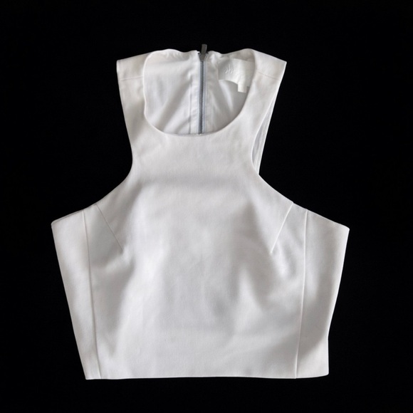 Minimalist White Top Bundle Size M Tie Front Blouse & Structured Crop - Picture 5 of 8